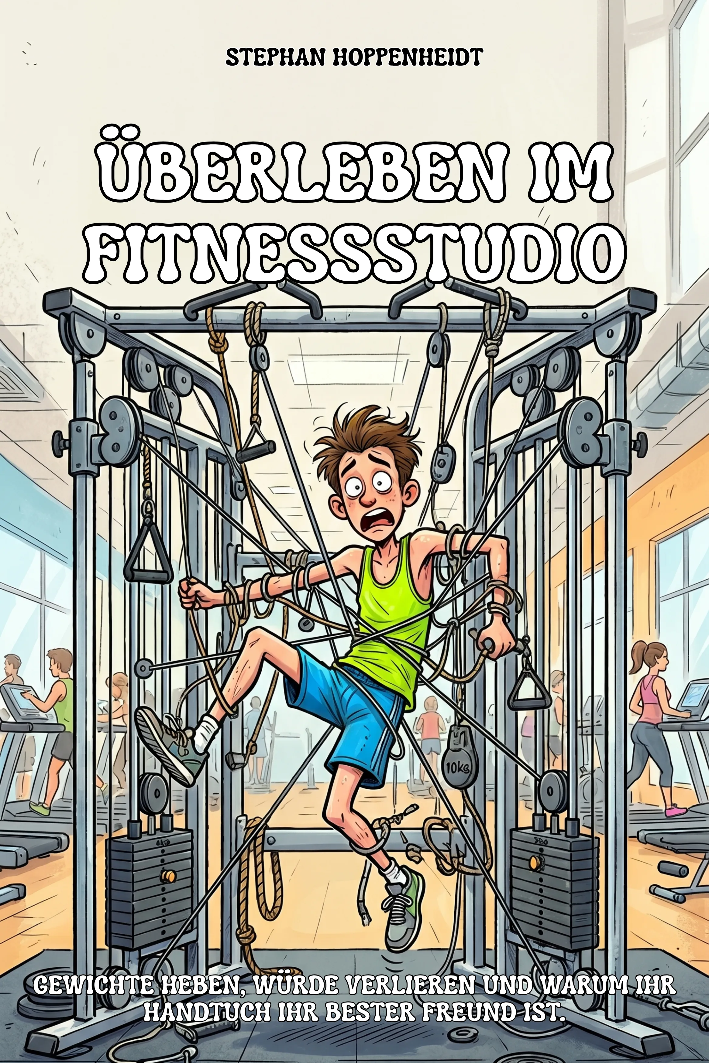 Cover Überleben im Fitnessstudio: Gewichte heben, Würde verlieren und warum Ihr Handtuch Ihr bester Freund ist.