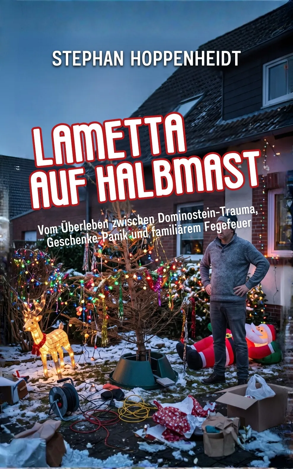 Cover Lametta auf Halbmast: Vom Überleben zwischen Dominostein-Trauma, Geschenke-Panik und familiärem Fegefeuer