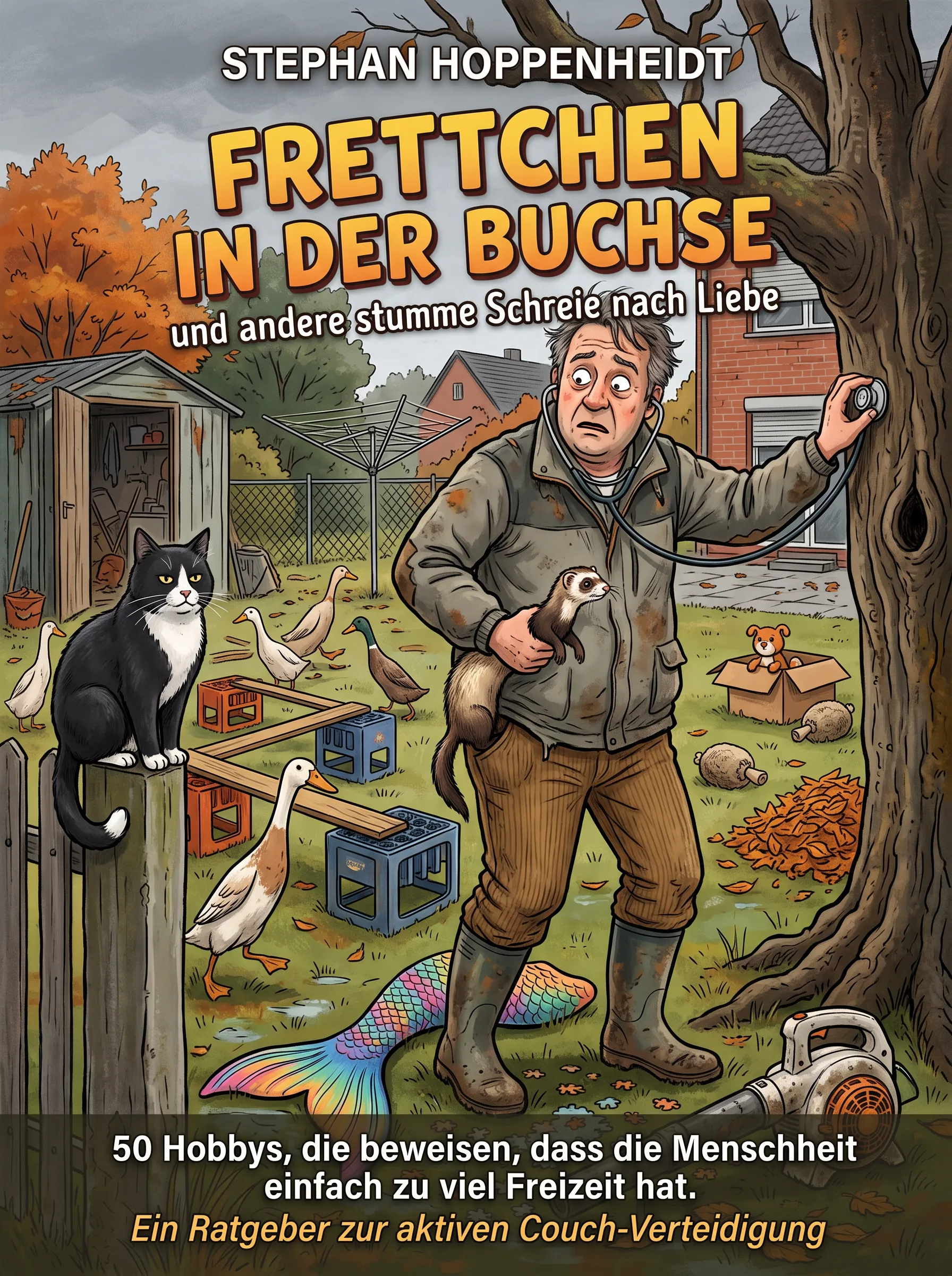 Cover FRETTCHEN IN DER BUCHSE UND ANDERE STUMME SCHREIE NACH LIEBE: 50 HOBBYS, DIE BEWEISEN, DASS DIE MENSCHHEIT EINFACH ZU VIEL FREIZEIT HAT. EIN RATGEBER ZUR AKTIVEN COUCH-VERTEIDIGUNG
