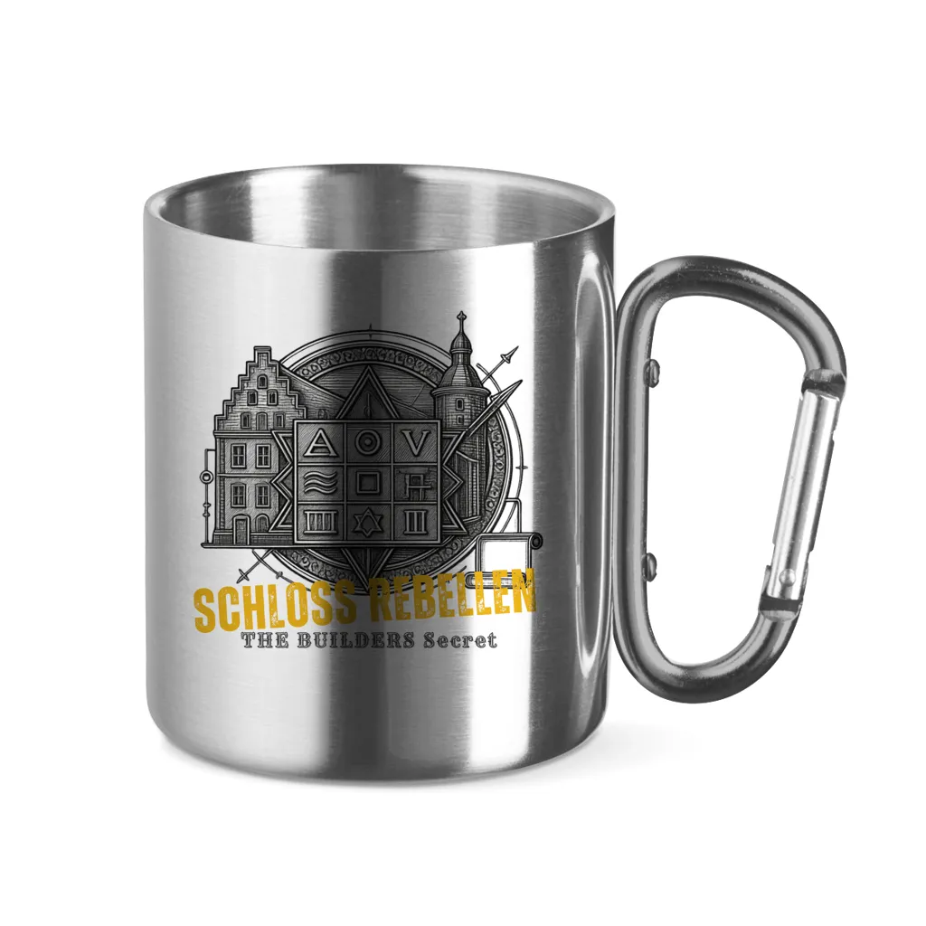 Edelstahltasse mit Karabinergriff Schloss Rebellen